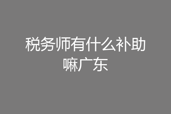 税务师有什么补助嘛广东