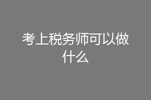 考上税务师可以做什么