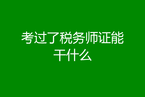 考过了税务师证能干什么