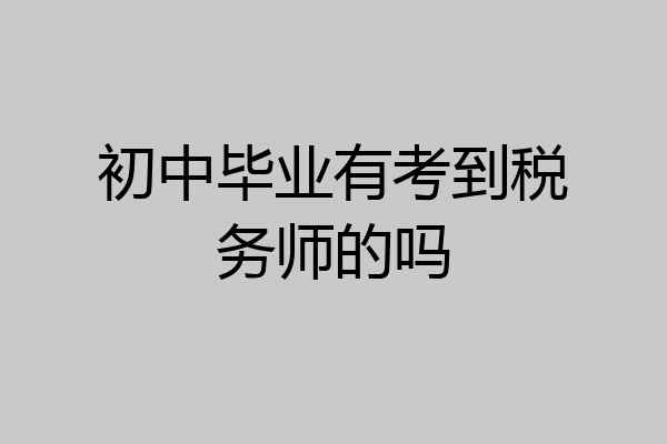 初中毕业有考到税务师的吗