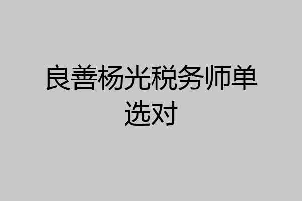 良善杨光税务师单选对
