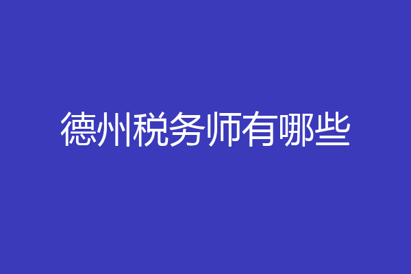 德州税务师有哪些