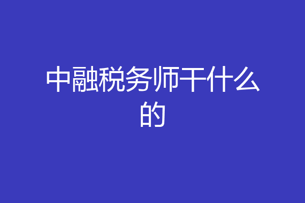 中融税务师干什么的