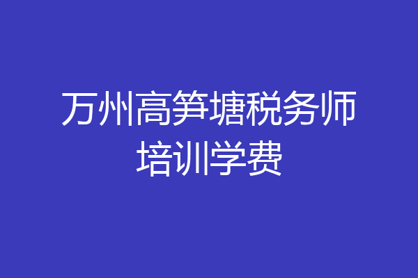 万州高笋塘税务师培训学费