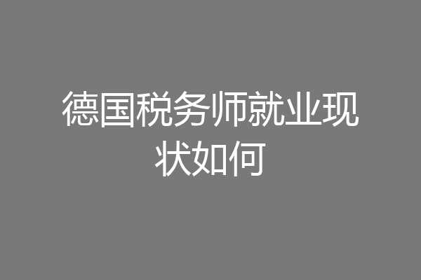 德国税务师就业现状如何
