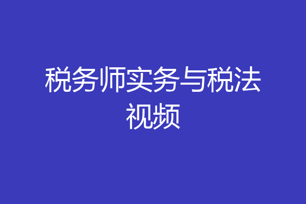 税务师实务与税法视频
