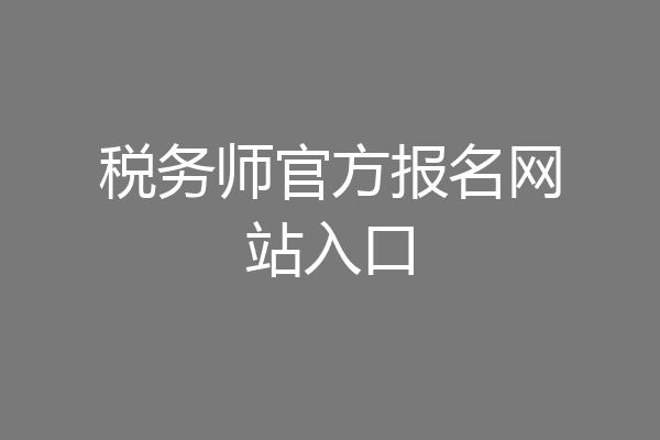 税务师官方报名网站入口