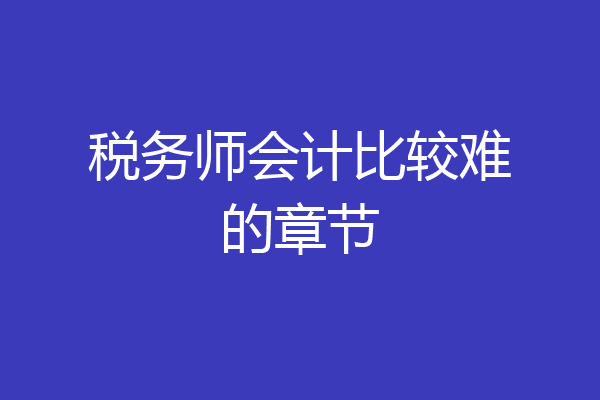 税务师会计比较难的章节
