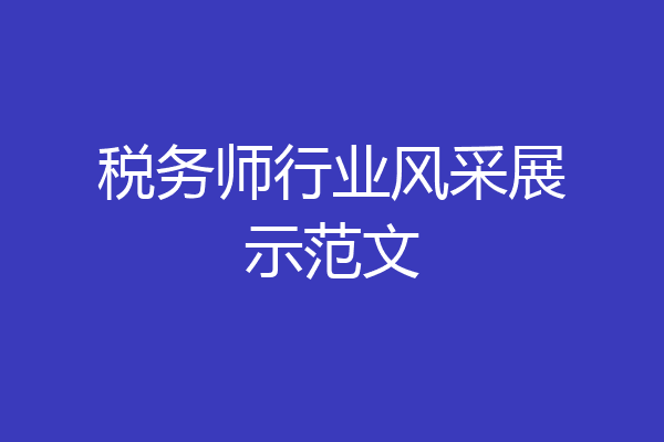 税务师行业风采展示范文