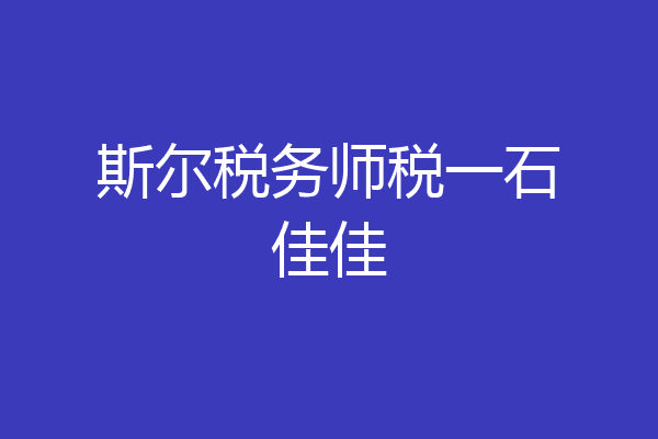 斯尔税务师税一石佳佳