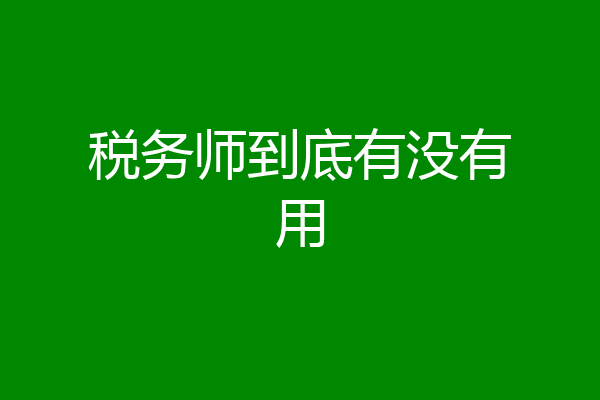 税务师到底有没有用