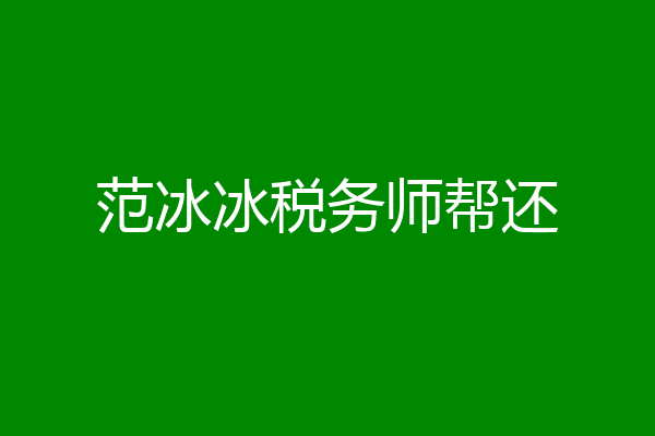 范冰冰税务师帮还