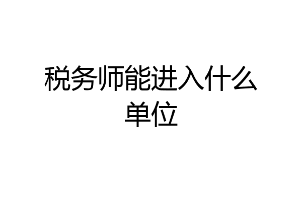 税务师能进入什么单位
