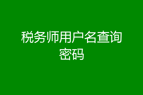 税务师用户名查询密码