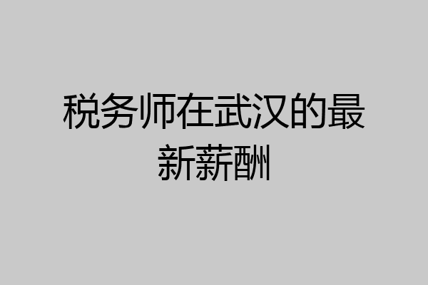 税务师在武汉的最新薪酬