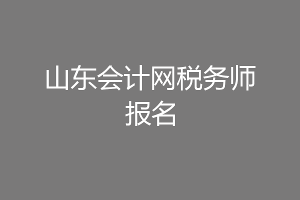 山东会计网税务师报名