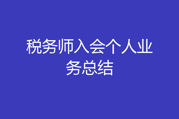 税务师入会个人业务总结