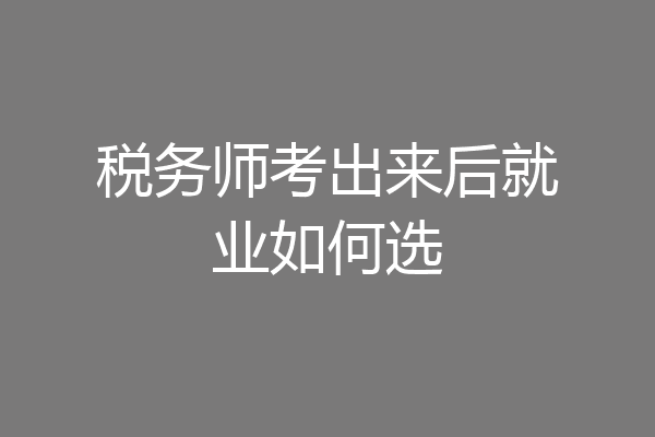 税务师考出来后就业如何选