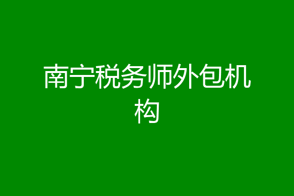 南宁税务师外包机构