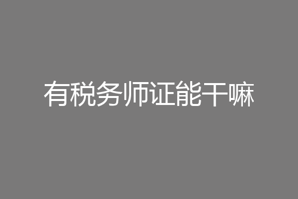 有税务师证能干嘛