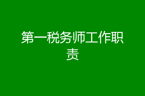 第一税务师工作职责