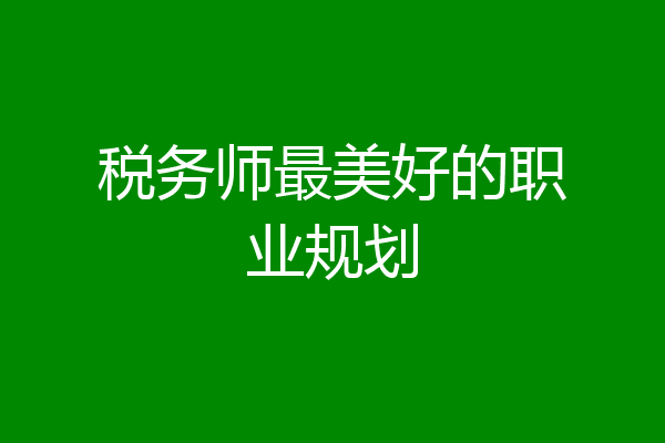 税务师最美好的职业规划