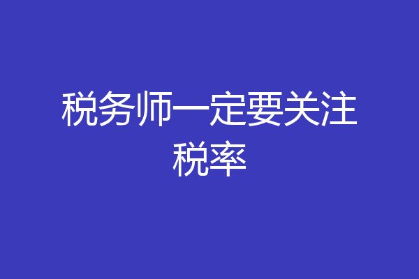 税务师一定要关注税率