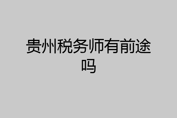 贵州税务师有前途吗