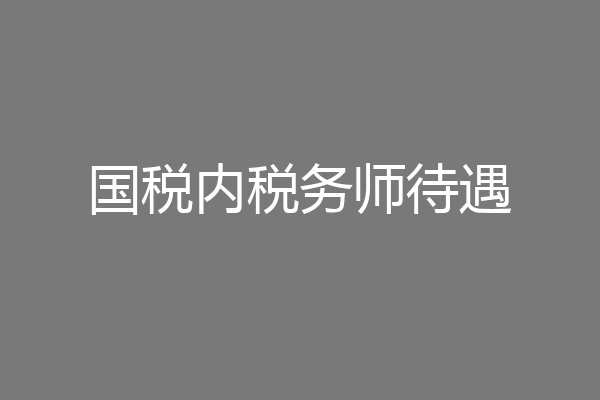 国税内税务师待遇