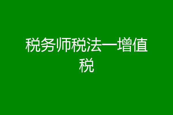税务师税法一增值税