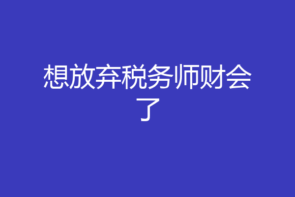 想放弃税务师财会了
