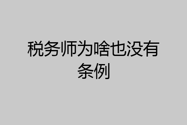 税务师为啥也没有条例