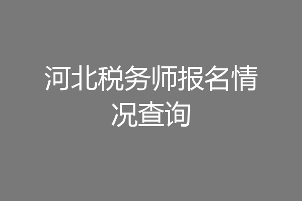 河北税务师报名情况查询