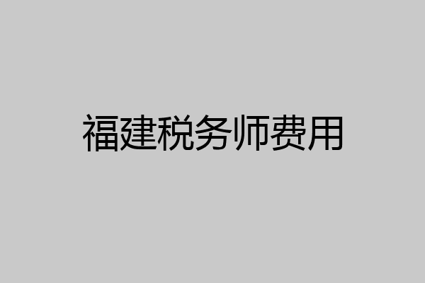 福建税务师费用