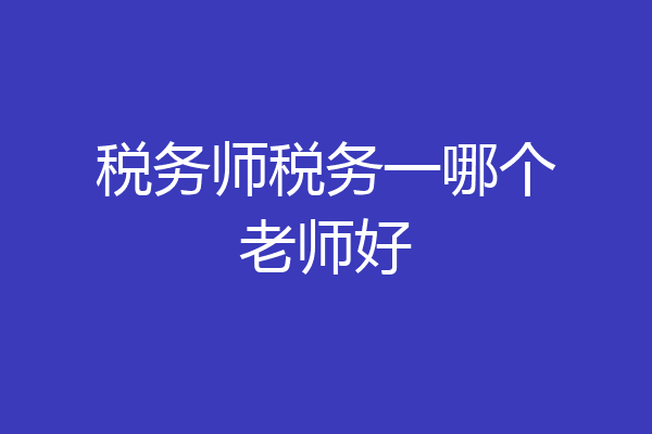 税务师税务一哪个老师好