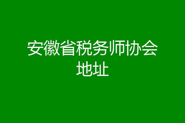 安徽省税务师协会地址