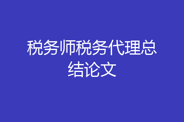 税务师税务代理总结论文