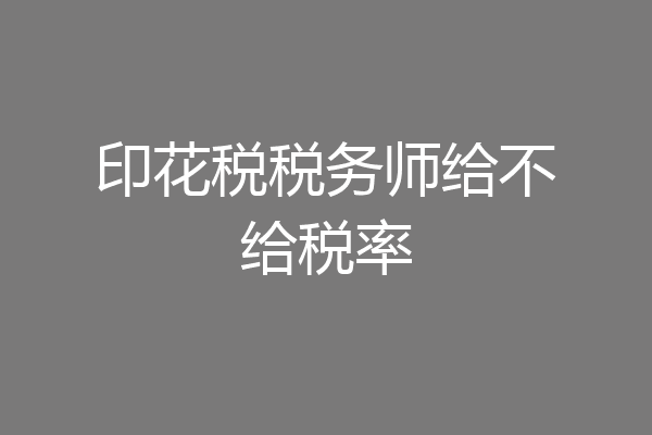 印花税税务师给不给税率