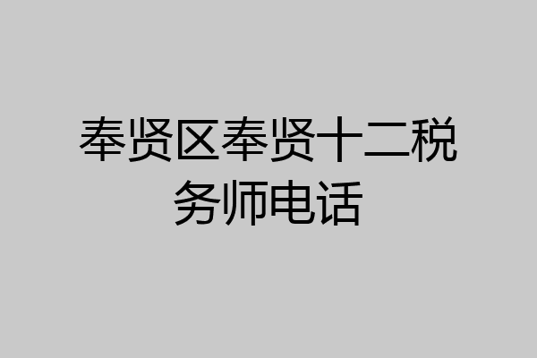 奉贤区奉贤十二税务师电话