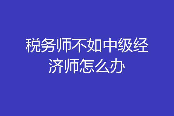 税务师不如中级经济师怎么办