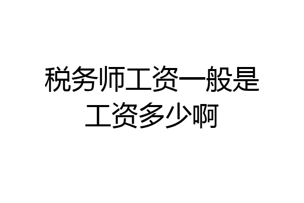 税务师工资一般是工资多少啊
