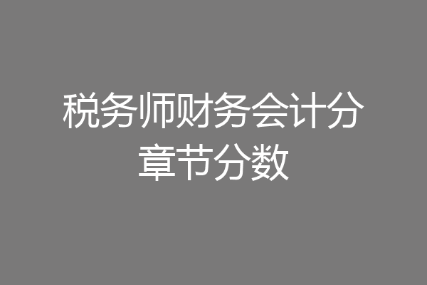 税务师财务会计分章节分数