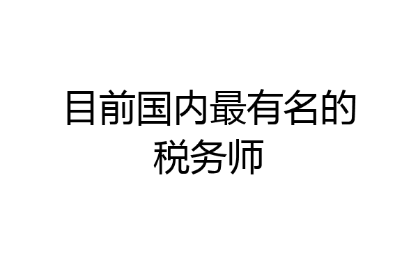 目前国内最有名的税务师