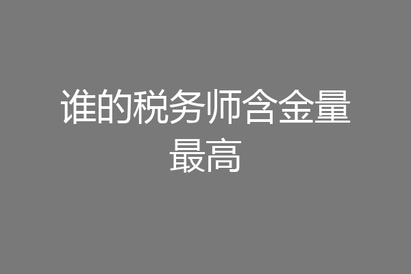 谁的税务师含金量最高