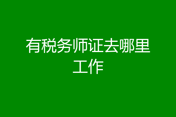 有税务师证去哪里工作
