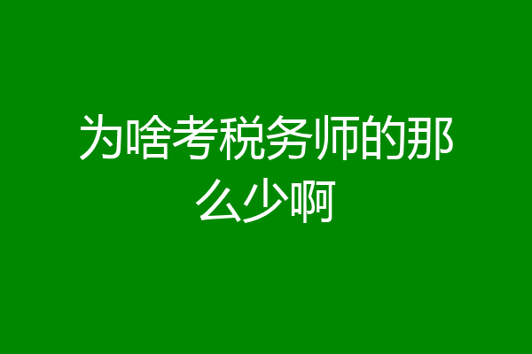 为啥考税务师的那么少啊
