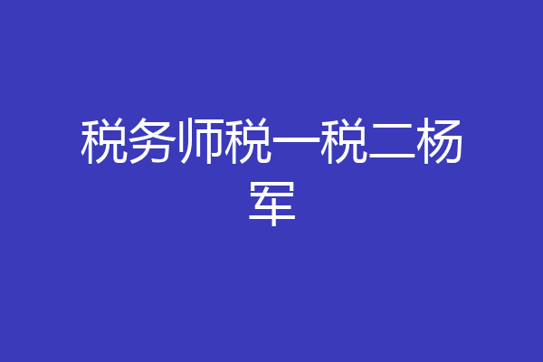 税务师税一税二杨军