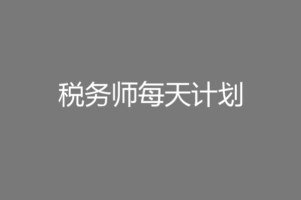 税务师每天计划