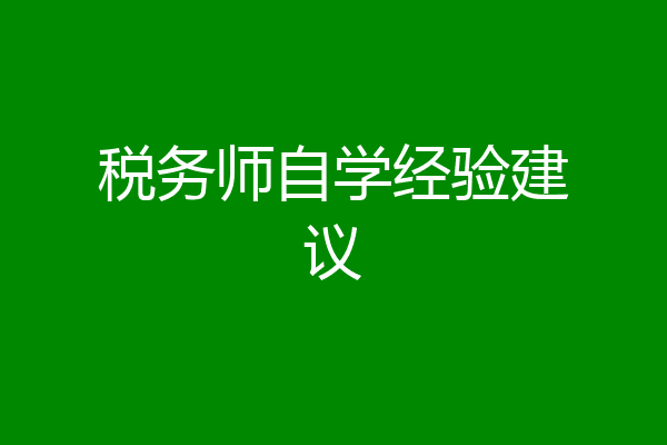 税务师自学经验建议