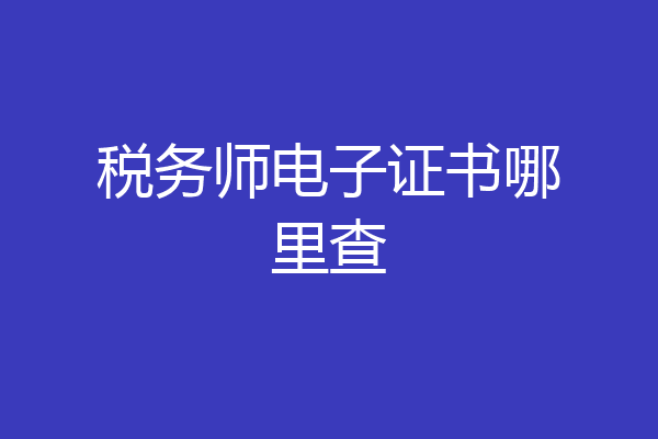 税务师电子证书哪里查